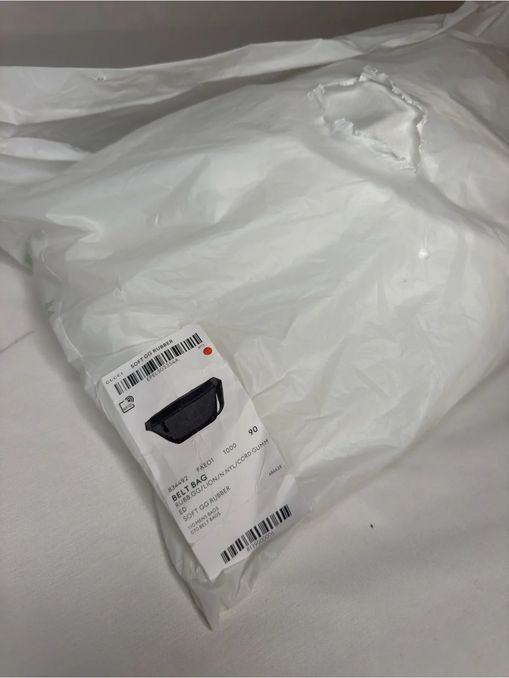 Gucci Edge Large Black GG Rubber Belt Bag 834492 NWT